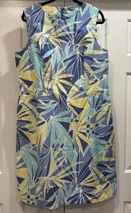Talbots Midi Sheath Dress 18 Tropical Print Blue Resort Vacation Event Party NWT - Picture 1 of 24