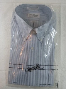 Vintage Sears Roebuck Shirt Mens Blue Pin Striped Oxford 16 1/2 Half Sleeve NOS - Picture 1 of 6