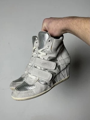 🔥00 Isabel Marant Vibe Bobby Bekett Cuña Vintage Plateado ASH Tenis Zapatos Foto 1 de 4