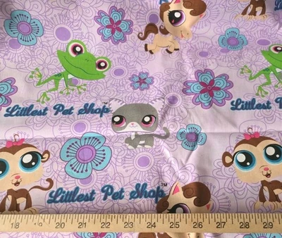 Littlest Pet Shop Purple Cotton Craft Sewing Fabric Out of Print Vintage BTY - Image 1 of 2
