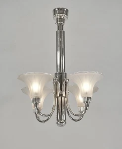 PETITOT : 1935 FRENCH ART DECO CHANDELIER ........ modernist lustre machine age - Picture 1 of 11