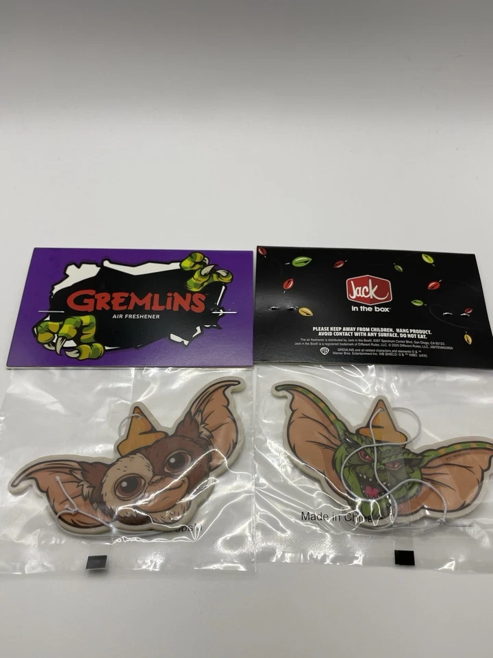 Lot of (2) Jack In The Box Gremlins Midnight Meal Air Freshener - Gizmo & Stripe - Image 1 of 1
