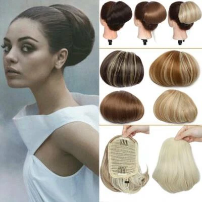 UK Drawstring Hepburn Chignon Hair Piece Clips in Ponytail Fake Hair Extensions