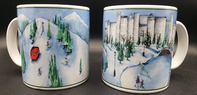 Taza Sakura Tazas Debbie Taylor-Kerman Escenas de Invierno Esquí Patinaje Pista de Hielo Foto 1 de 4