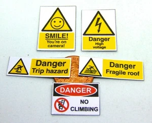 Dolls House Safety & Everyday Usage Miniature Signs 1:12 Scale Hazard Set tumdee - Picture 1 of 11
