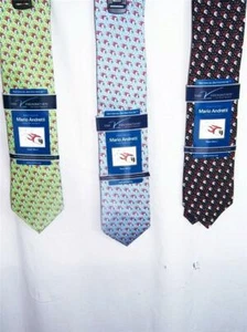 Mario Andretti SILK TIE Black Blue V Foundation F1 Indy 500 Super Formula NWT - Picture 1 of 10
