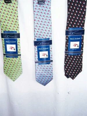 Mario Andretti SILK TIE Black Blue V Foundation F1 Indy 500 Super Formula NWT - Image 1 of 4