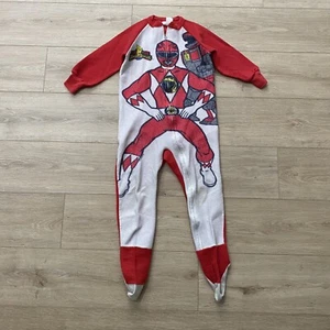Vintage Mighty Morphin Power Rangers Kids Pajamas Red Ranger One Piece 90s Read - Picture 1 of 11