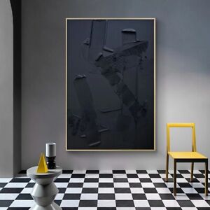 Hand-Painted Abstract Painting Black On Canvas Large Wall Art Modern Home Decar
