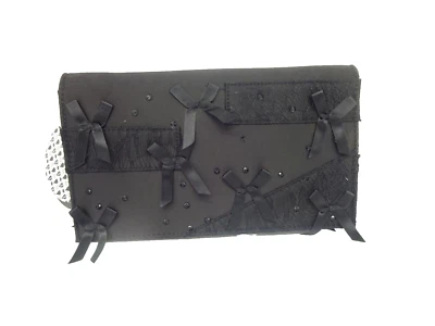 Prabal Gurung Embellished Clutch Lace Evening Bag Purse Black Neiman Marcus  - Image 1 of 4