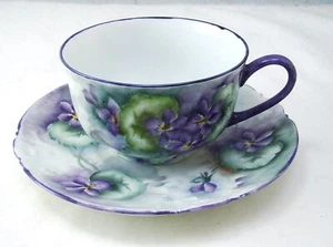 Mismatch GDA Limoges France/Hutschnenreuther VIOLETS Cup & Saucer Set(s) EXC - Picture 1 of 13