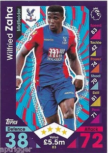 2016 / 2017 EPL Match Attax Base Card (83) Wilfried ZAHA Crystal Palace - Picture 1 of 1