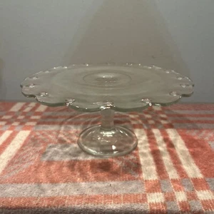 Vintage Indiana Glass Clear Pedestal ~11” Tear Drop Cake Plate Stand - Picture 1 of 3