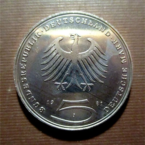 GERMANY-1981J -5 MARKS -GOTTHOLD E. LESSING - CU/NI CLAD NI. BU KM#154 NTK4 - Picture 1 of 3