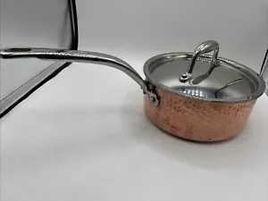 LAGOSTINA ~ Hammered Copper+Stainless Steel 2 Qt. SAUCE PAN w/LID ~ Italy - Picture 1 of 24