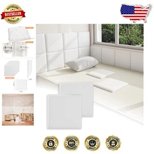 3D Anti-Collision Faux Leather Wall Padding - White Self-Adhesive Panels 6 Pack - Picture 1 of 8