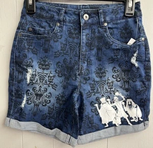 Disney Haunted Mansion Hitchhiking Ghosts Denim Shorts. Size XS. NWT. - Picture 1 of 11