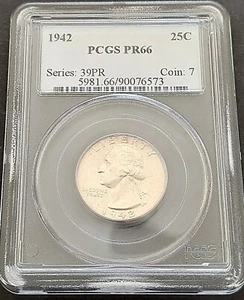 1942 25 Cents , PCGS PR 66 , nice silver coin # 1953, 63-06 - Picture 1 of 4