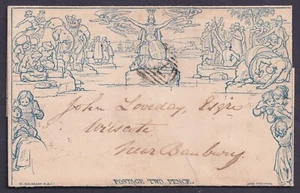 1840 2d Mulready Lettersheet LATE USE 1847 Leamington Numeral VG/FU Cat. £2,400 - Picture 1 of 2