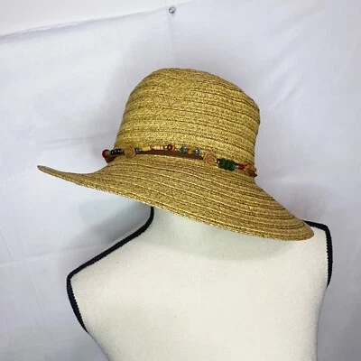 Cappelli Straworld сплетенный солнце шляпа крючком бисером группы один размер новый с Ярлыками - Изображение 1 из 4