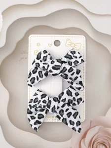 2pcs Toddler Girls Bow Leopard Print Hair Clip - Picture 1 of 2