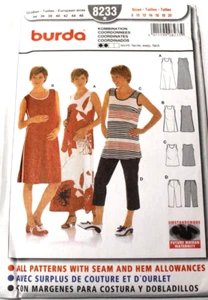 Burda 8233 Misses Maternity Dress Top Pants 8-10-12-14-16-18-20 Sewing Pattern - Picture 1 of 2