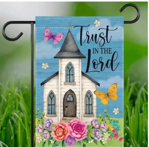 Trust in the Lord Garden Flag - Double-Sided Waterproof Burlap, 12x18 Inch - Picture 1 of 7