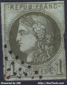 FRANCE EMISSION DE BORDEAUX 1c OLIVE N°39A AVEC OBLITERATION A VOIR - Picture 1 of 2