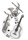 34 Artistic Music Machine Embroidery Designs on USB