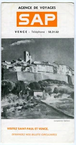 Mini Orario Ferroviario Tratte AGENCE DE VOYAGES- SAP-SAINT.PAUL VENCE Francia - Foto 1 di 3