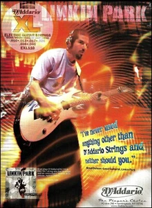 Cuerdas de guitarra Linkin Park Brad Delson D'Addario XL anuncio 2000 impresión de anuncio - Imagen 1 de 3