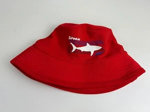Speedo Sun Hat Baby Infant Boy Size L/XL Chin Strap UV 50 Red Blue Shark NWOT - Picture 1 of 3