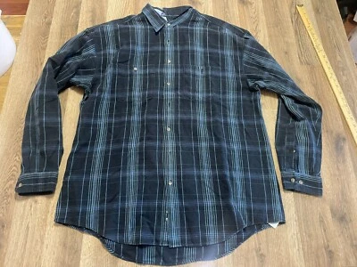 Camisa Arrow, Para Hombre Talla XL Alta, Negro Azul, Cuadros, Manga Larga Abotonada Foto 1 de 4