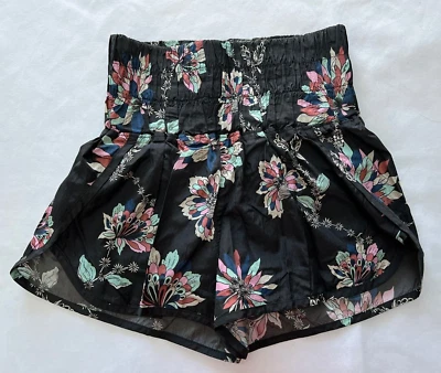 Free People Movement ~ The Way Home Shorts ~ Black Floral Nylon ~ Sz X Small - Image 1 of 4