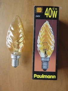 PAULMANN LUCE ORO CANDELA ORO SUSSURRATA GIRATA 452.40 E14 40W LAMPADINA DIMMERABILE - Foto 1 di 5