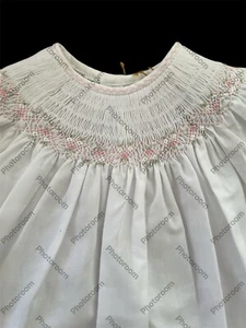 Feltman Bros NWT White Smocked Embroidered Pleated Bishop Dress-6Mos - Picture 1 of 6