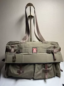 Bolso Jansport Fort Hayes Skip Yowell Grande Verde Lona Cuero Borde Raro - Imagen 1 de 21