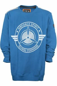 Sudadera Kitaro para hombre manga larga cuello redondo algodón azul talla grande - Imagen 1 de 5