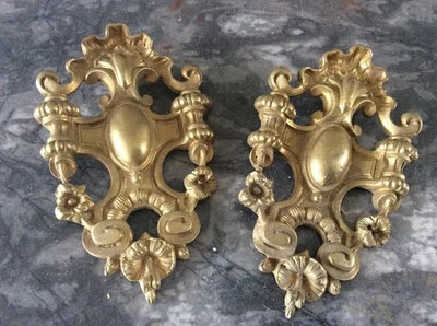 deux Ancien cache clou 19 ème en bronze pour cadre tableau  hauteur 14 cm - Photo 1/3