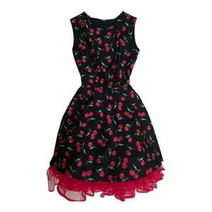 Großes Kirschmuster Kleid genäht in Tüll Kirschen Halloween Kostüm Rockabilly - Bild 1 von 7
