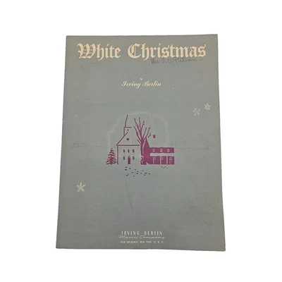 Partituras vintage blancas Navidad 1942 Irving Berlín música navideña plateadas Foto 1 de 4