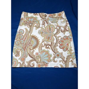 Cabi white gold paisley print mini skirt womens 2 y2k fairy bohemian artsy  - Picture 1 of 7