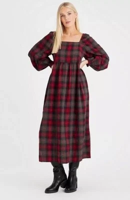Tu Tartan prairie dress UK 14 Midi Classic Check Plaid  punk - Image 1 of 4