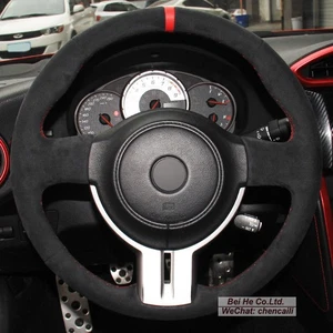Hand-sewn Black Suede Car Steering Wheel Cover Wrap for Toyota 86 Subaru BRZ - Bild 1 von 10