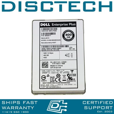 Dell Compellent 08JYJK / HGST HUSMM3240ASS204 400GB 2.5" SAS Enterprise Plus SSD - Image 1 of 3