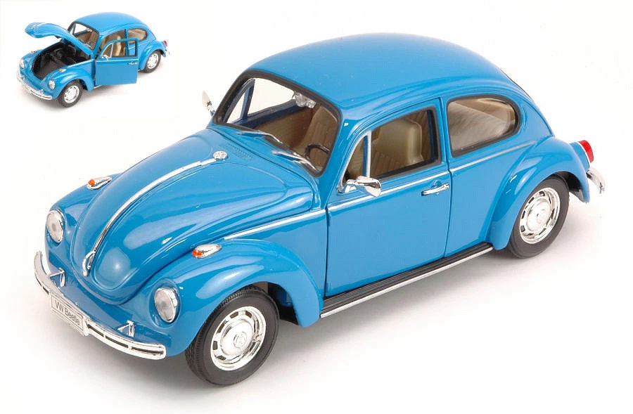 MODELLINO AUTO EPOCA STATICO WELLY VW MAGGIOLINO BEETLE 1968 BLU SCALA 1:24 - Immagine 1 di 4