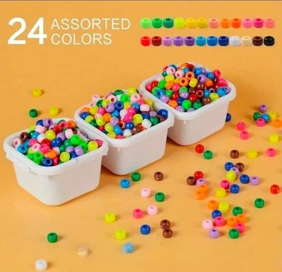 150 8mm x 6mm multi-colour Acrylic Barrel Pony Beads for crafts jewellery making - Image 1 of 2