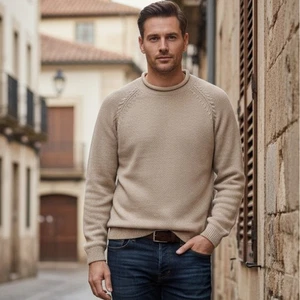 J. Crew Herren Beige Creme Rollkragen Pullover 90er Y2K Größe XL Preppy Fisherman - Bild 1 von 15