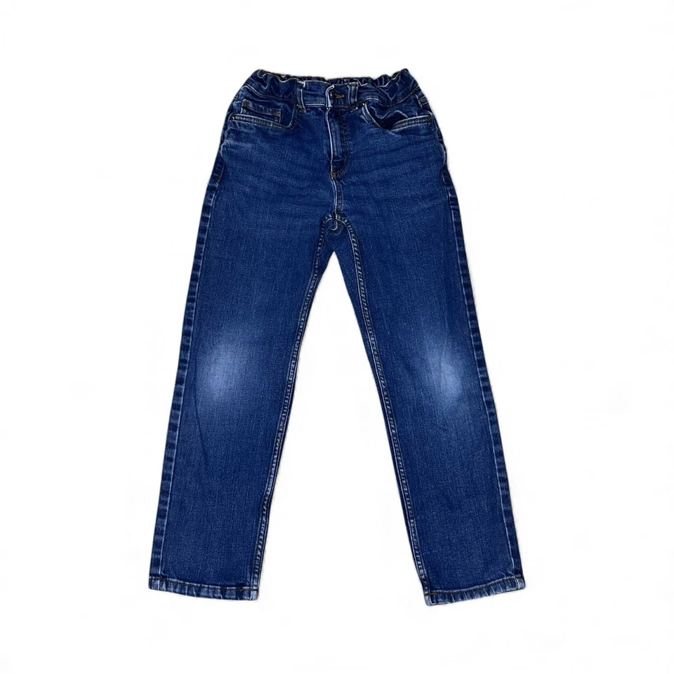 Pantalones de mezclilla ajustables Hanna Andersson lavado oscuro pierna recta azul talla 10 Foto 1 de 4