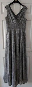 Goddiva Silver Cross Over Lurex Glitter Sequin Evening Maxi Dress UK16 Party BX1 - Picture 1 of 4